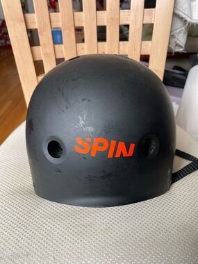 SPIN Matte Black Helmet with Orange Logo